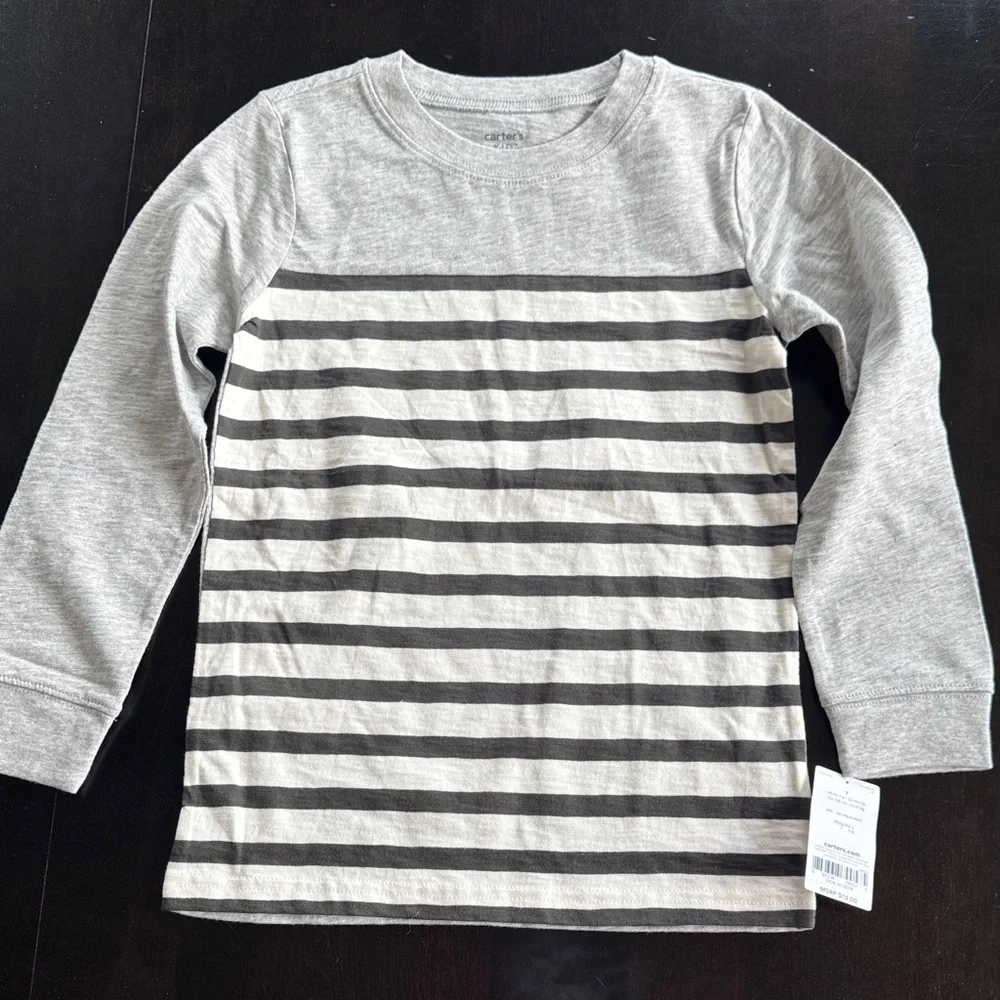 Carter's Gray and Black Striped Long Sleeve Shirt